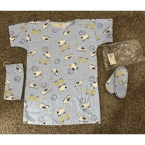 Vtg Avon 4 Piece Women's‎ Size Missy Cotton Blue Sheep Pajama Set